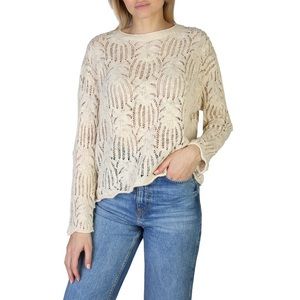 eight eight eight Off-White Open Knit Sweater with Gold Accents